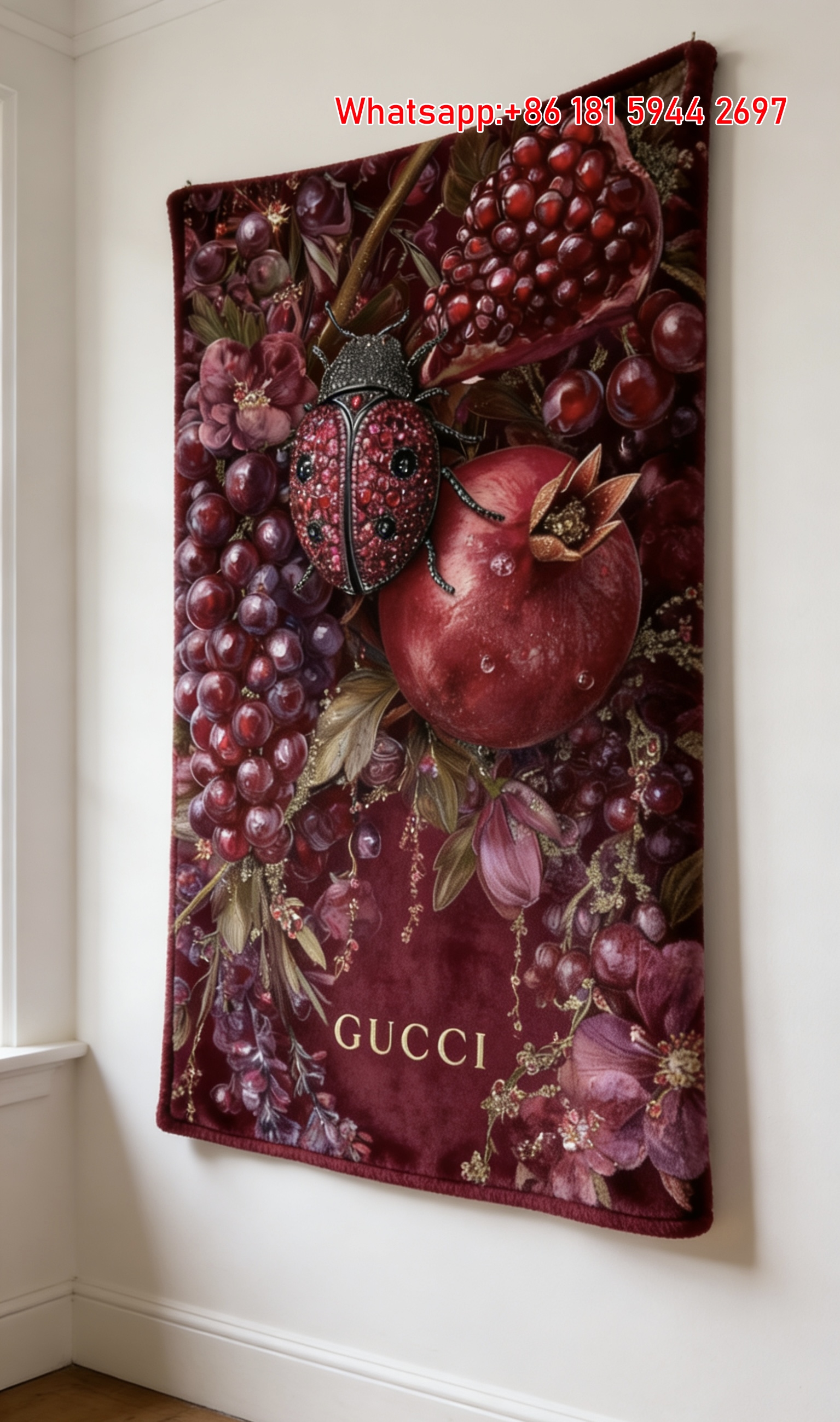 Gucci Crimson Jewel Blanket Luxury Ruby Fruit Tapestry IMG_2776